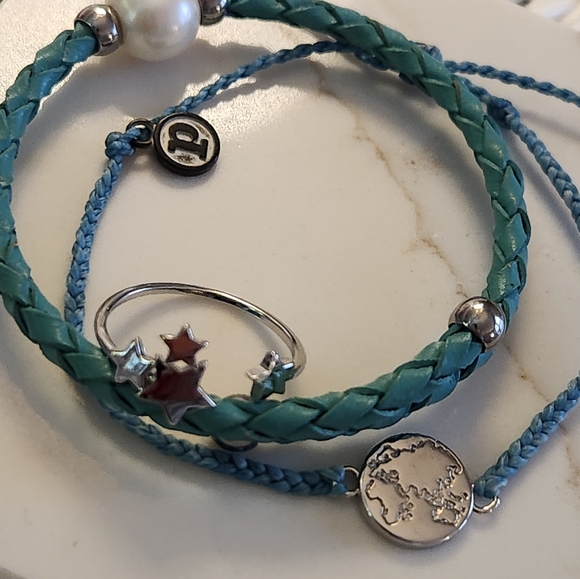 2 bracelets and 1 ring , genuine cultured pearl and sterling silver detail - Picture 3 of 7